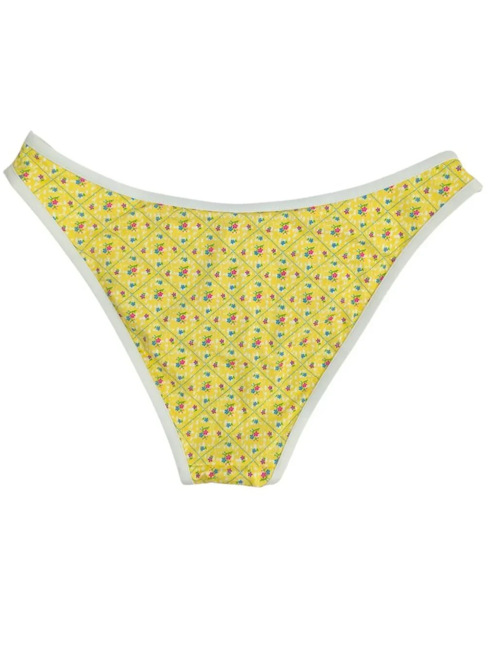NWT! Pink X Frankie's Bikinis Yellow Floral Bikini Set Halter Cheeky Size XL